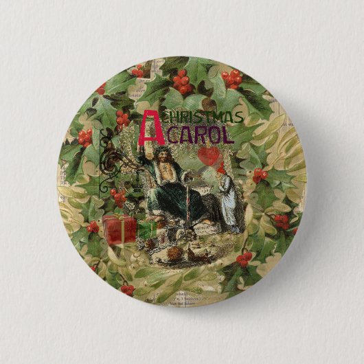 Ghost of Christmas Present Illustratie Scrooge Ronde Button 5,7 Cm (Voorkant)