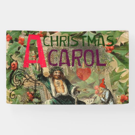 Ghost of Christmas Present Illustratie Scrooge Spandoek (Horizontaal)