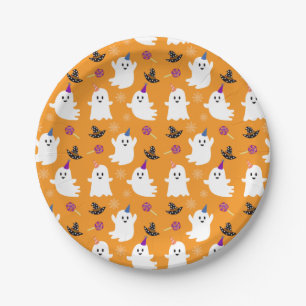 Ghost Oranje Pattern Halloween Birthday Party Kind Papieren Bordje