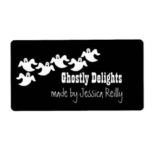 Ghost Party Halloween Baking Labels, zwart Etiket