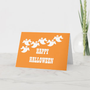 Ghost Party Halloween Kaart, Oranje Kaart