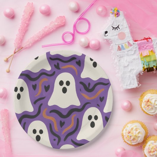 Ghost Pattern Halloween Papieren Bordje (Feest)