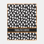 Ghost Pattern Happy Halloween Zwart Sinaasappel Pl Fleece Deken (Voorkant)