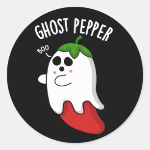 Ghost Pepper Funny Chili Pun Dark BG Ronde Sticker