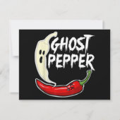 Ghost Pepper Funny Spicy Hot Halloween Ghost Peppe Bedankkaart (Voorkant)