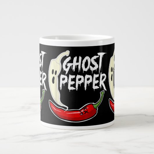 Ghost Pepper Funny Spicy Hot Halloween Ghost Peppe Extra Grote Beker (Voorkant)