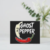Ghost Pepper Funny Spicy Hot Halloween Ghost Peppe Feestdagenkaart (Staand voorkant)