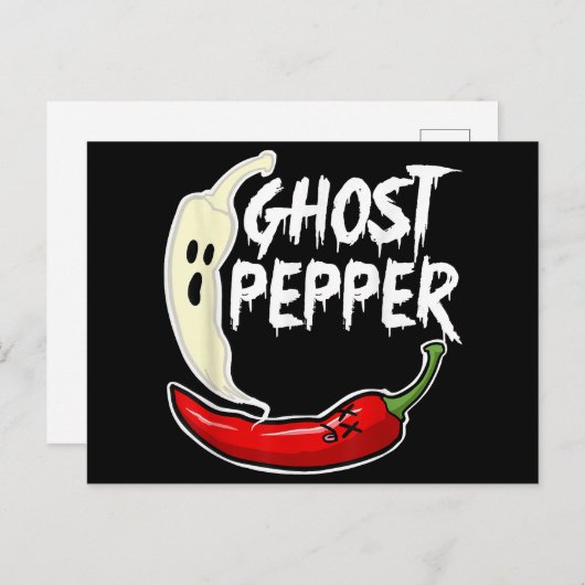 Ghost Pepper Funny Spicy Hot Halloween Ghost Peppe Feestdagenkaart (Voorkant / Achterkant)