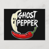 Ghost Pepper Funny Spicy Hot Halloween Ghost Peppe Feestdagenkaart (Voorkant)