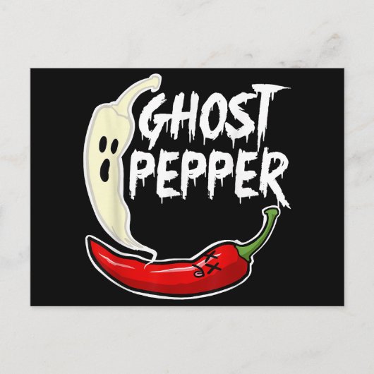 Ghost Pepper Funny Spicy Hot Halloween Ghost Peppe Feestdagenkaart (Voorkant)