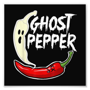 Ghost Pepper Funny Spicy Hot Halloween Ghost Peppe Foto Afdruk