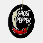 Ghost Pepper Funny Spicy Hot Halloween Ghost Peppe Keramisch Ornament (Rechts)