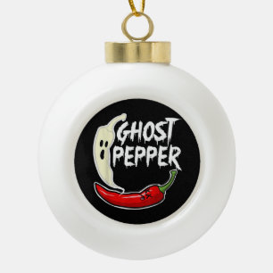 Ghost Pepper Funny Spicy Hot Halloween Ghost Peppe Keramische Bal Ornament