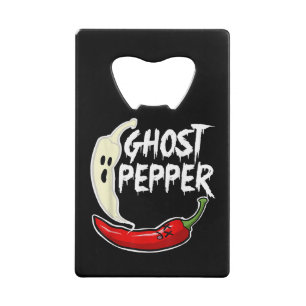 Ghost Pepper Funny Spicy Hot Halloween Ghost Peppe Kredietkaart Flessenopener