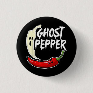 Ghost Pepper Funny Spicy Hot Halloween Ghost Peppe Ronde Button 3,2 Cm