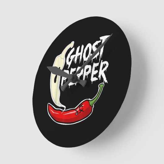 Ghost Pepper Funny Spicy Hot Halloween Ghost Peppe Ronde Klok (Hoek)