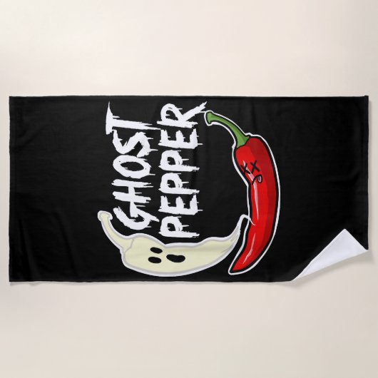 Ghost Pepper Funny Spicy Hot Halloween Ghost Peppe Strandlaken (Voorkant)