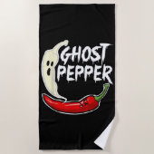 Ghost Pepper Funny Spicy Hot Halloween Ghost Peppe Strandlaken (Voorkant)