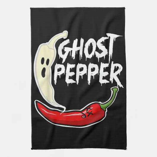Ghost Pepper Funny Spicy Hot Halloween Ghost Peppe Theedoek (Verticaal)