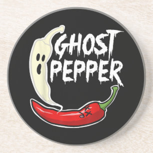 Ghost Pepper Funny Spicy Hot Halloween Ghost Peppe Zandsteen Onderzetter