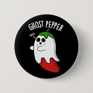 Ghost Pepper Grappige Chili Woordspeling Donkere A Ronde Button 5,7 Cm