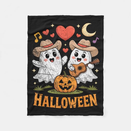 Ghost Playing Guitar For Halloween Lovers Fleece Deken (Voorkant)