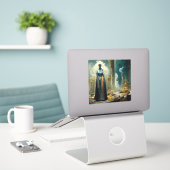 Ghost Priestess Fantasy Sticker (Laptop op bureau)