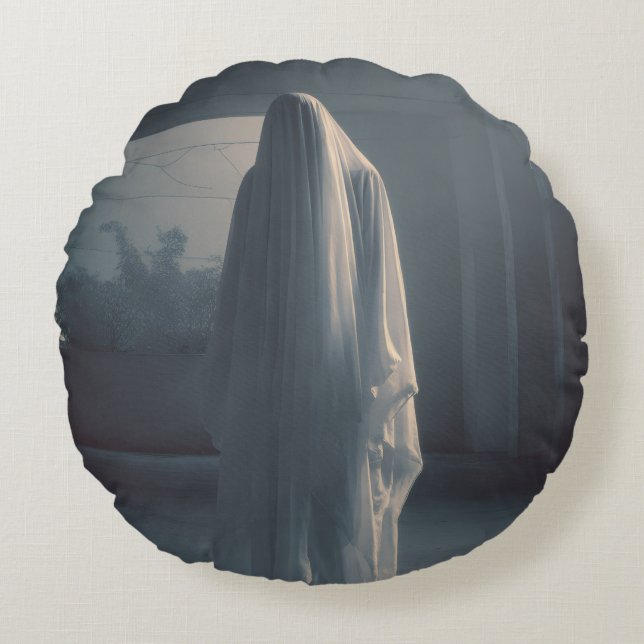 Ghost Printed Pillow Spooky Comfort for Your Home Rond Kussen (Voorkant)