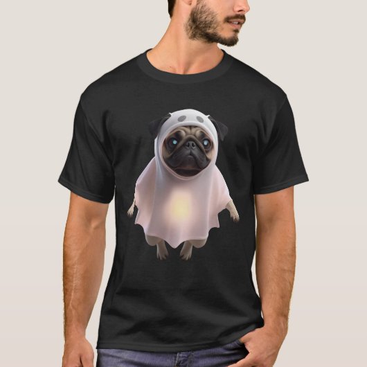 Ghost Pug 3D Pop-Out Halloween T-Shirt (Voorkant)