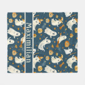 Ghost Pumpkin Falling verlaat Blauwgroen Fleece Deken (Voorkant (Horizontaal))