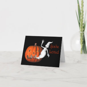 Ghost Pumpkin Funny Halloween Party Uitnodiging