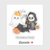 Ghost Pumpkin Grim Reaper Schattigee zwarte kat Ha Sticker (Vel)