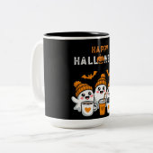 Ghost Pumpkin Halloween Tweekleurige Koffiemok (Voorkant links)