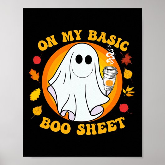 Ghost Pumpkin Spice Latte Herfst Vibe Halloween Fu Poster (Voorkant)