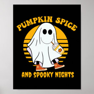 Ghost Pumpkin Spice Latte Herfst Vibe Halloween Sp Poster