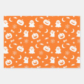 Ghost Pumpkin Spider Moon Oranje Halloween Patroon Inpakpapier Vel (Voorkant 2)