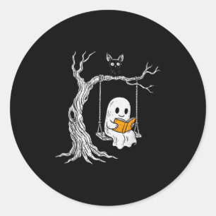 Ghost Reading Boek Halloween Librarian Teacher Boe Ronde Sticker