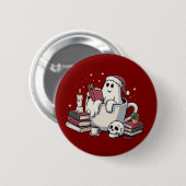 Ghost Reading Boeken Kerstleraar Boekenwurm Ronde Button 5,7 Cm (Voorkant /achterkant)