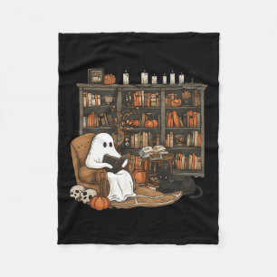 Ghost Reading Book Lovers Bibliotheek Halloween Sp Fleece Deken