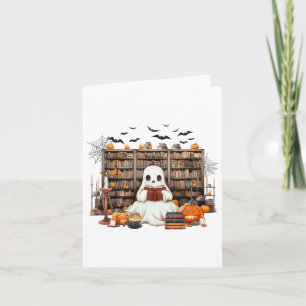 Ghost Reading Books Boekachtige leraar Halloween K Kaart