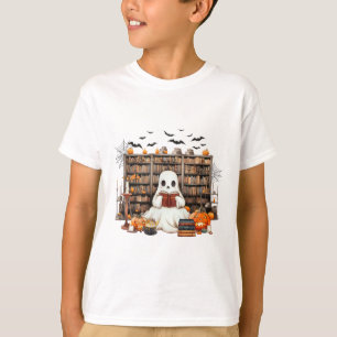 Ghost Reading Books Boekachtige leraar Halloween K T-shirt