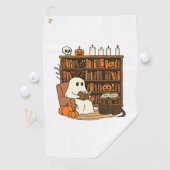 Ghost Reading in Cozy Halloween Library Classic T- Golfhanddoek (Insitu)