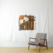 Ghost Reading in Cozy Halloween Library Classic T- Wandkleed (In Situ (horizontaal))