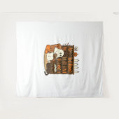 Ghost Reading in Cozy Halloween Library Classic T- Wandkleed (Voorkant (horizontaal))