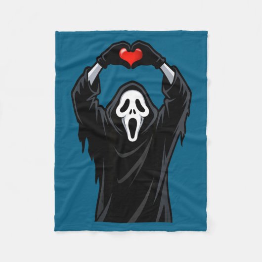 Ghost Red Heart Hands Y Face Halloween Valentines  Fleece Deken (Voorkant)