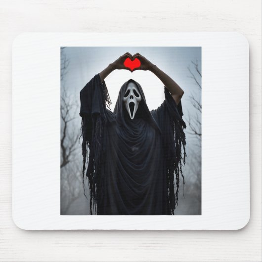 Ghost Red Heart Hands Y Face Halloween Valentines  Muismat (Voorkant)