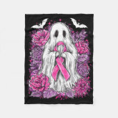 Ghost Ribbon Borstkanker Bewustzijn Halloween Flo Fleece Deken (Voorkant)