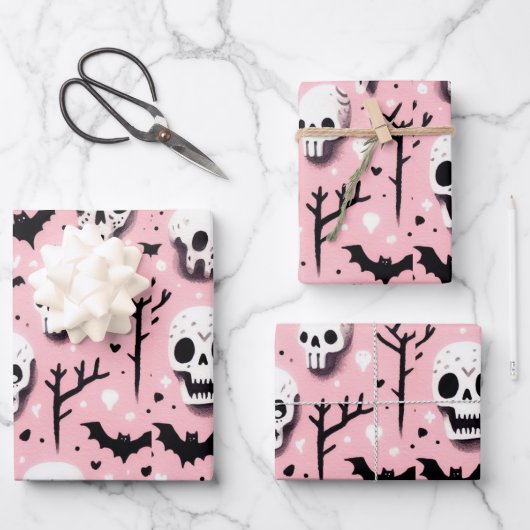Ghost roze Helloween Wrapping Papier Bladen Inpakpapier Vel (Voorkant)
