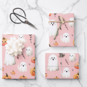 Ghost roze Helloween Wrapping Papier Bladen Inpakpapier Vel