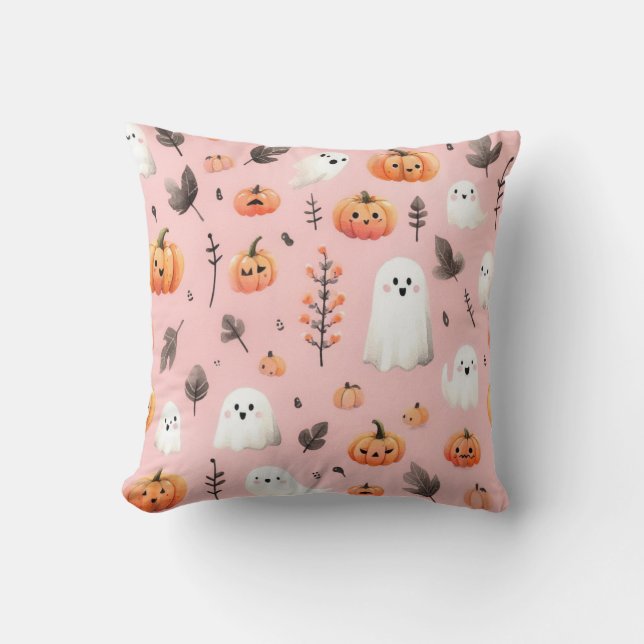 Ghost roze Helloween Wrapping Papier Bladen Kussen (Voorkant)